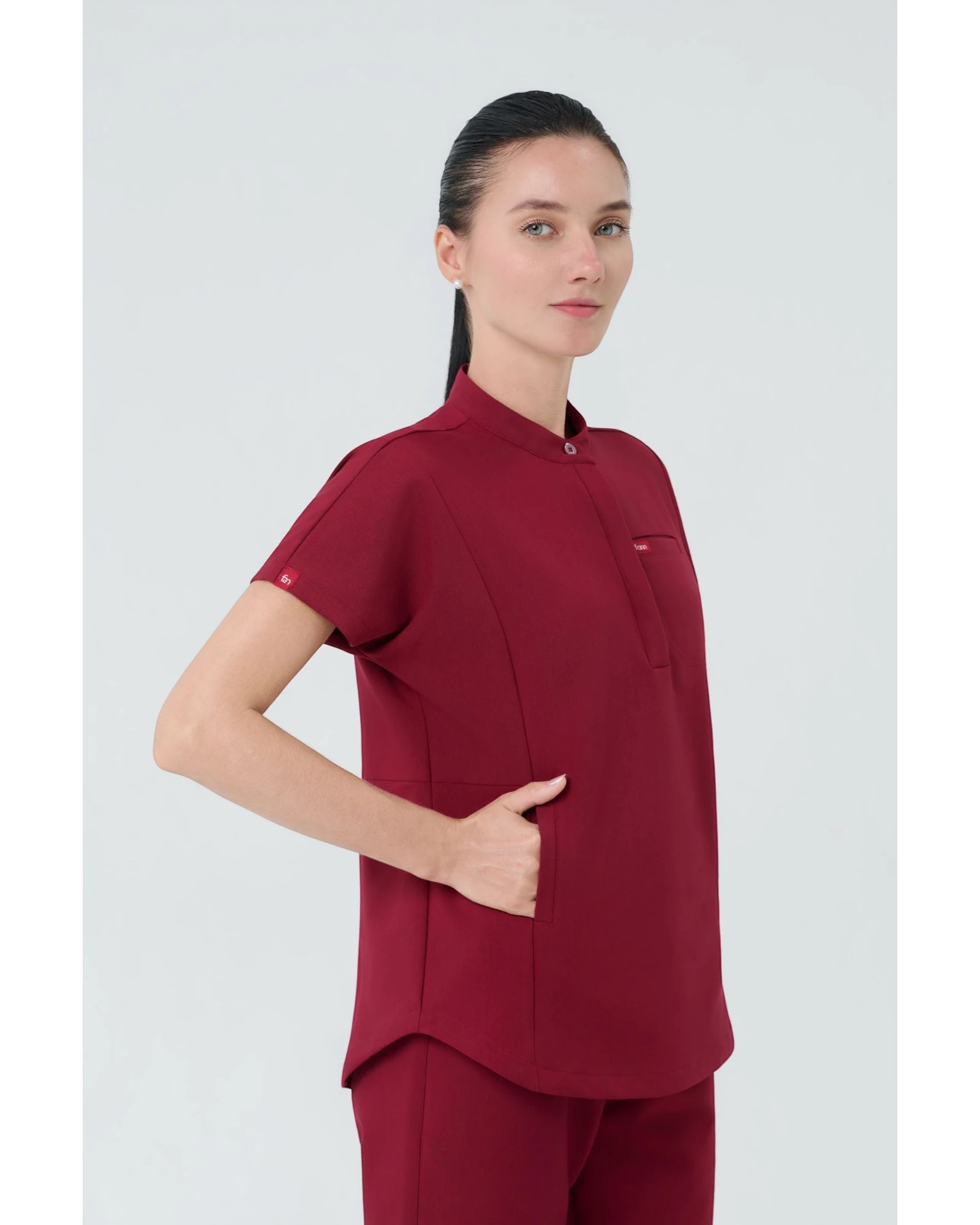Band Collar Style Ovesized- Women Scrub Top